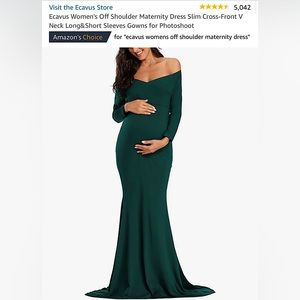 Woman’s off shoulder maternity dress